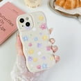 thumbnail image 2 of Case for iPhone 13,Cute Flower Floral Pattern Wave Design Curly Wavy Frame Case,Aesthetic Soft TPU Shockproof Case for iPhone 13 Phone Case 6.1 Inch,Beige/Pink&White Floral, 2 of 5