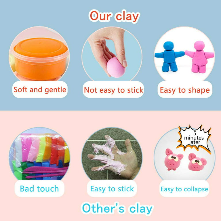 Air Dry Clay Modelling for Kids (24 Colours) ｜ Playdough Sets for