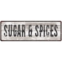 SUGAR & SPICES Ship Lap Look Distressed Metal Sign 6x18 Country Chic Wall Décor .040 Thick Low Lustre M61800183
