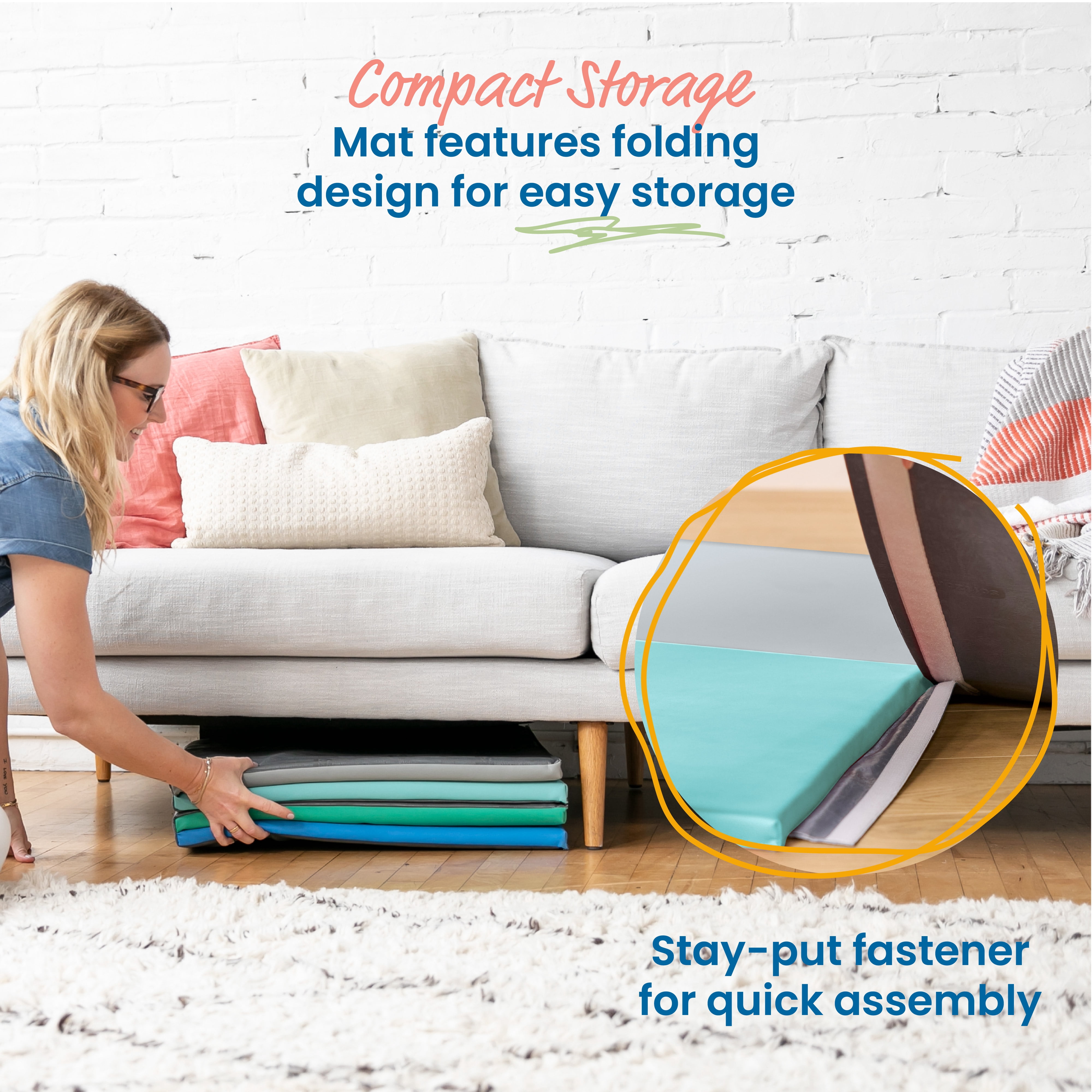 ECR4Kids SoftZone Quad Fold-N-Go Mat and Patchwork Toddler Blocks, Soft Play, Contemporary, 8-Piece