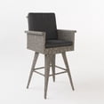thumbnail image 2 of Noble House Tabouret de Bar en Osier Noir Mélangé avec Coussins Gris Foncé (Simple), 2 of 19