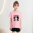 thumbnail image 2 of GDREDA Vêtements pour Filles, T-Shirt Imprimé Mignon à Col Rond et Manches Courtes, Été, Doux et Ample, Rose, 4-6 Ans, 2 of 5