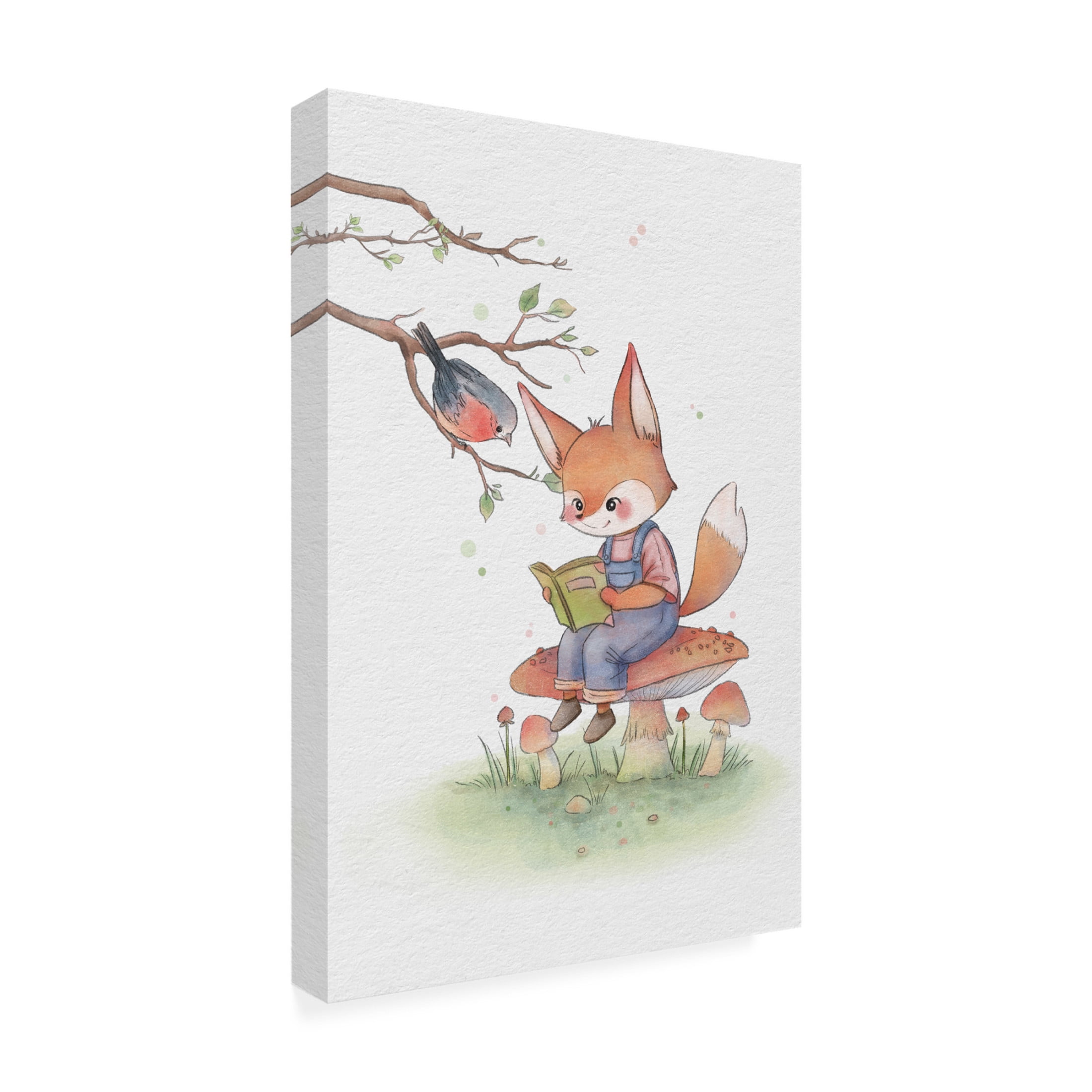 Trademark Fine Art Xuan Thai Fox and Bird Illustration 2 Canvas Wall Art