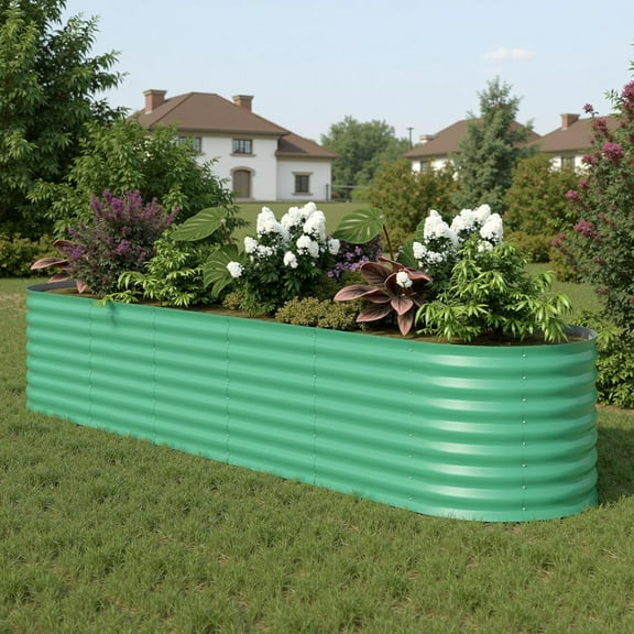 Aoile Raised Garden Bed Outdoor, 2x8x2 Ft Large Metal Planter Box for Vegetables, Fruits, Flower, Green