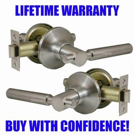 Constructor Rondo Passage Door Lever Handle Lock Set for Hallway and Closet Satin Nickel Finish