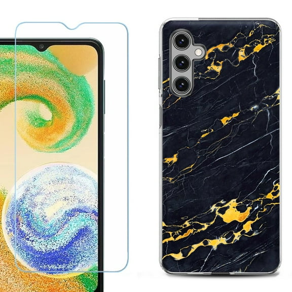 OneToughShield ® Compatible with Samsung Galaxy A15 5G, Shockproof Phone Case, with Tempered Glass Screen Protector - Marble / Lava