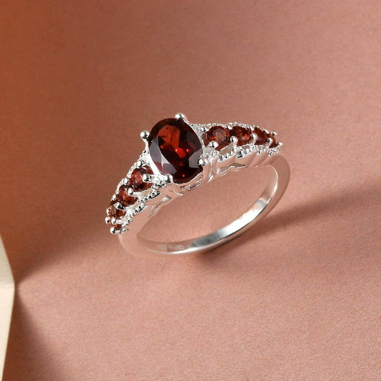 Shop LC Garnet Red Statement Ring for Women 925 Sterling Silver