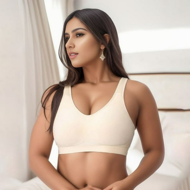 Gibobby Brasier deportivo para mujer Bra para mujeres de tamano pequeno a grande Uso diario Ejercicio y ofrece soporte para la espalda Sujetadores para mujer Beige XXL Bodega Aurrera en linea