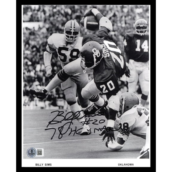 Billy Sims Autographed 8x10 Photo Oklahoma Sooners "78 Heisman" Beckett BAS QR #BS12778