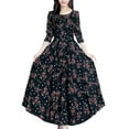 thumbnail image 2 of IDALL Boho Dresses,Floral Dress Women Floral Beach Dress Long Sleeve Casual Party Vintage Boho Dress Long Sleeve Dress,Petite Dresses,Womens Dresses Black Dress 3XL, 2 of 9