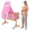 Baby Crib Bed Infant Toddler Lockable Cradle Rocking Baby Child Nursery Furniture Pink