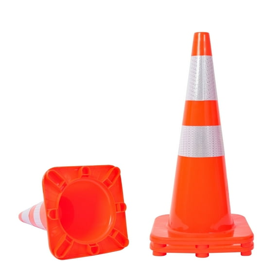 28 Inch Traffic Safety Cones with Reflective Collars, PVC Orange Construction Cones for Home Road Parking Use,2 PACK