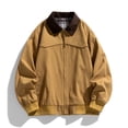 thumbnail image 4 of Winter Jackets for Men Cotton Contrast Color Washed Vintage Work Jacket Lapel Long Sleeve Full Zip Loose Casual Outer Coat Fashion Casual Coats, 4 of 9