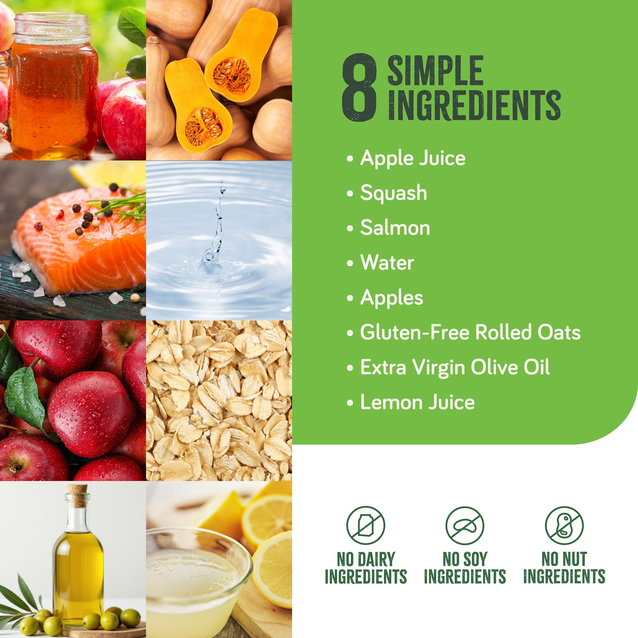 Real Food Blends Salmon, Oats & Squash - Pureed Food Meals for Tube Feeding with Protein, Vegetables & Fruits - 330 Calories for Lunch & Dinner - 9.4 oz (Pack of 12)