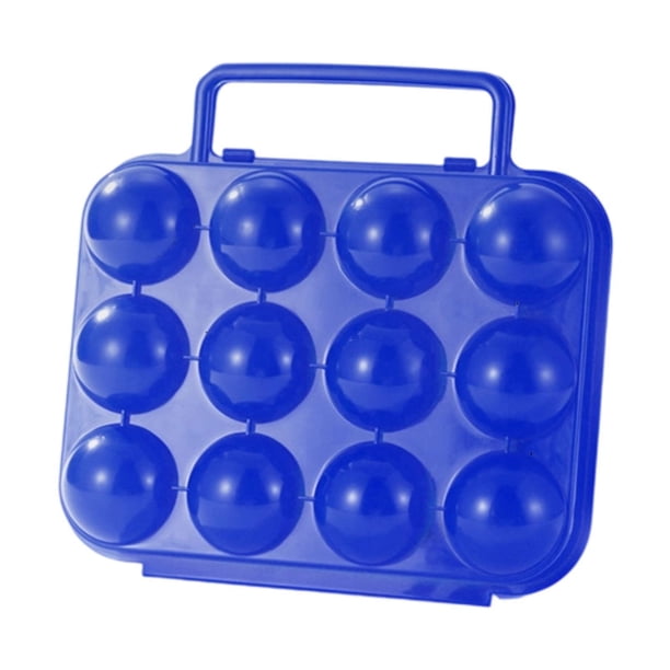 Contenedor portátil para guardar huevos, caja de protección con 12 compartimentos, ideal para mochileros, senderismo, caravanas y hogares. Azul