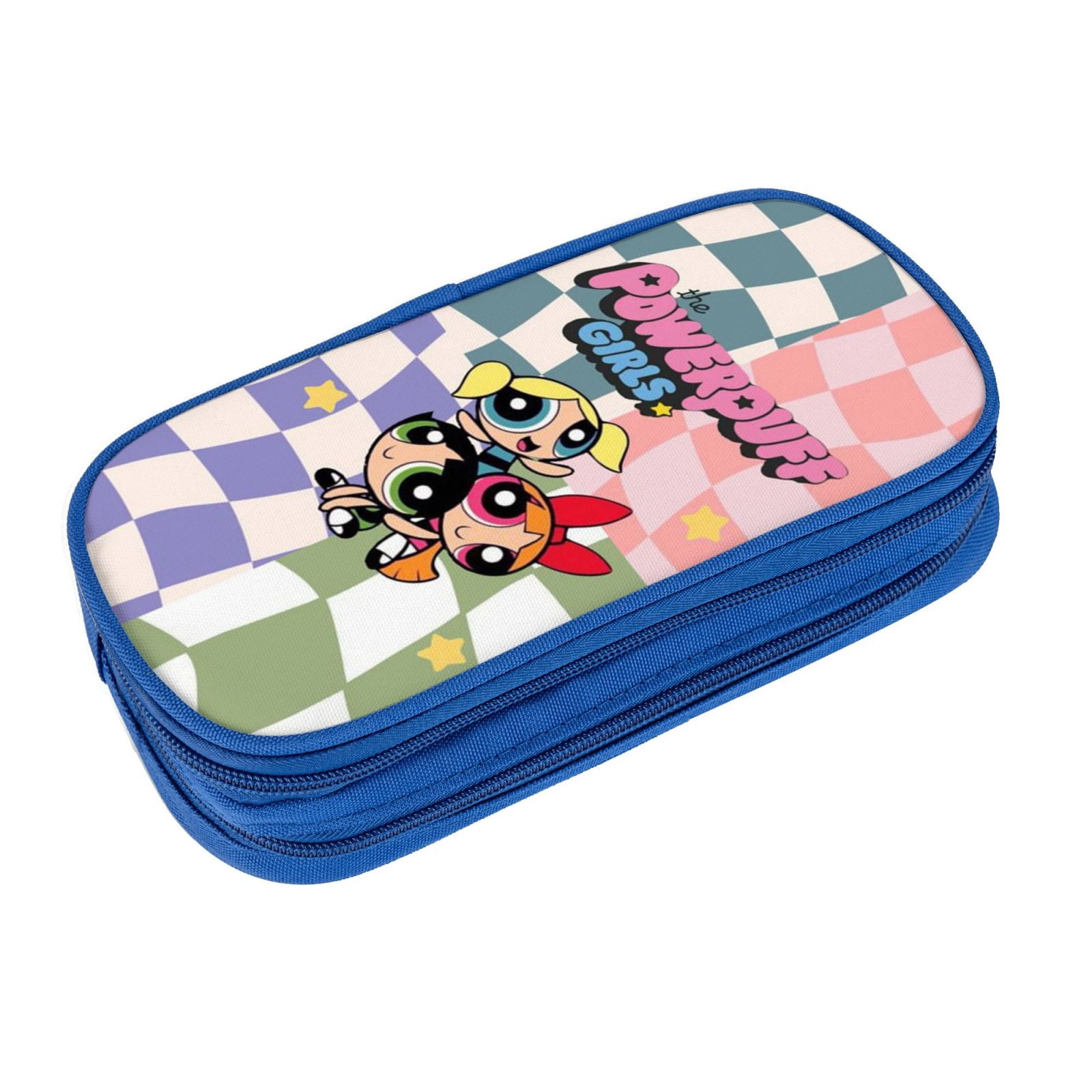 The Powerpuff Gi-rls Pencil Case Large Capacity Pencil Pouch Penbag Office Stationery Organizer Travel Makeup Bag Blue