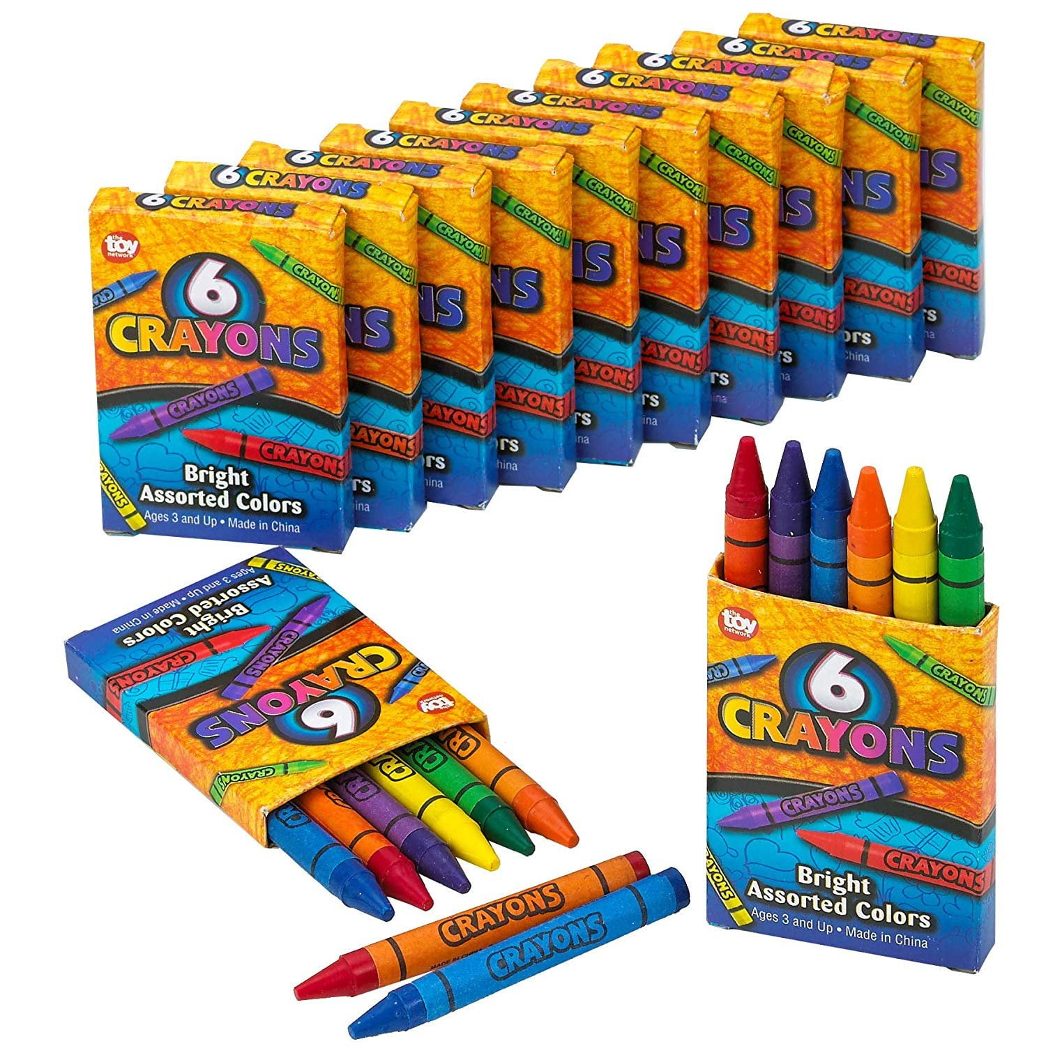 Crayon Set 12 Packs with 6 Pieces Assorted Coloring Pencils in Each Pack A Total of 72
