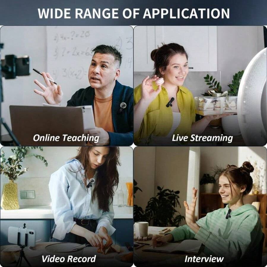 2026 Upgraded Wireless Lavalier Microphones For IPhone, Android- 2 Pack Mini Clip-On Mics With Noise Reduction For Vlog, Recording & Live Streaming