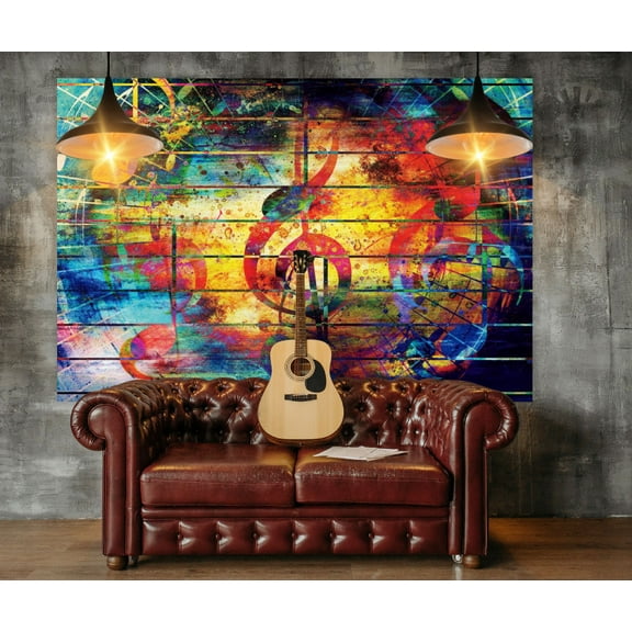 KaiSha LED Tapestry Wall Hanging; Music Lovers Pop Art Retro Guitar Boys Room Décor Large Size Artwork Musical