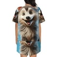 thumbnail image 6 of Daiia Blue Sky Cute Wolf Pattern Womens Pajama Sets Short Sleeve Pajamas for Women Sets Soft Lounge Sets Casual Round Neck Sleepwear PJS-Small, 6 of 7