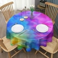 thumbnail image 3 of Colorful Tie Dye Pattern Round Tablecloth 60"x60",Wrinkle Wipeable Table Cloth for Kitchen Dining Room Picnic Patio Party, 3 of 6