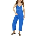 thumbnail image 1 of Girls' Jumpsuits Rompers Summer Clothes for Teens Rompers with Pockets Wide Leg Jumpsuit Kids Clothes Girls Size 4-5 Years Girls Fashion, 1 of 5