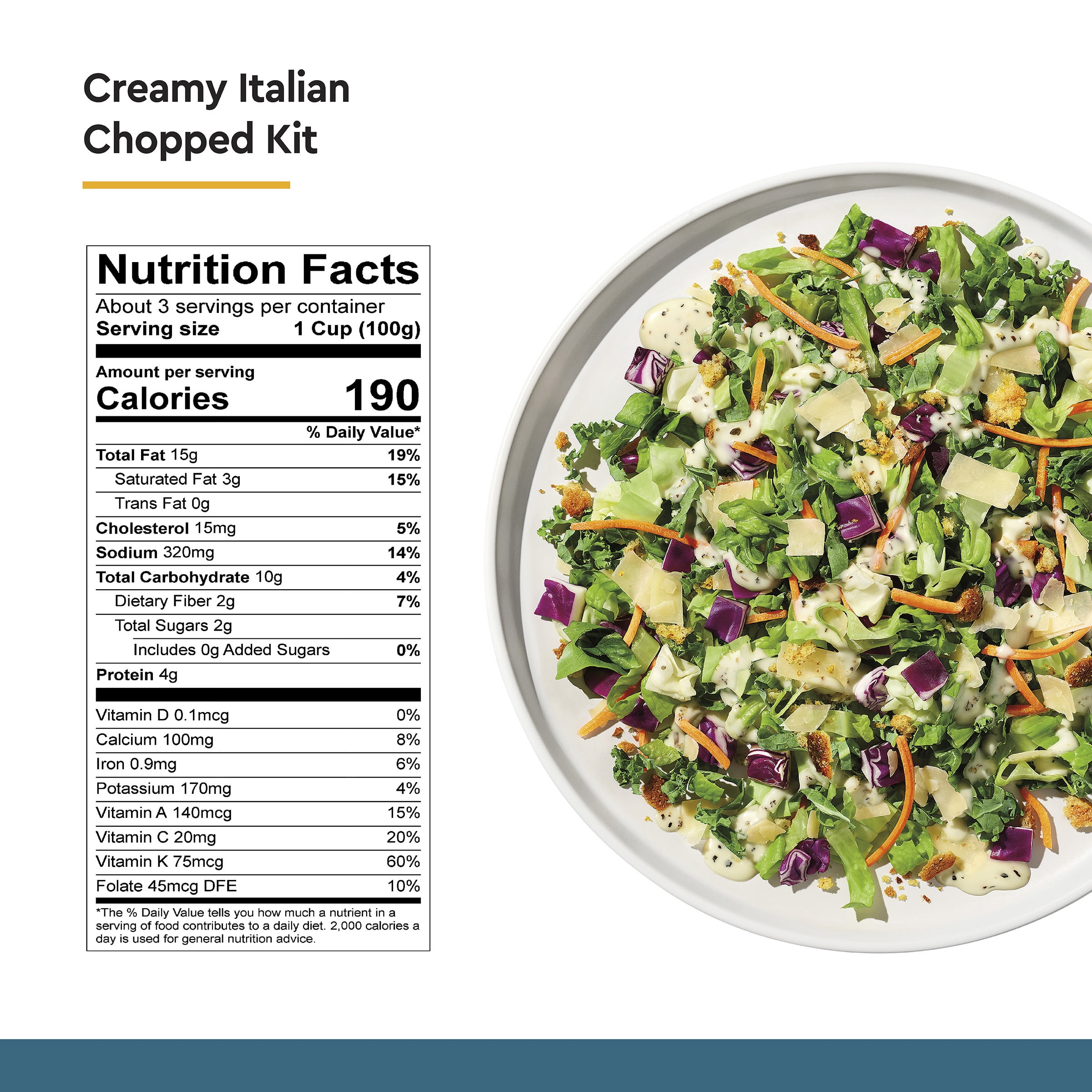 Taylor Farms Creamy Italian Chopped Salad Kit, 11oz, Fresh