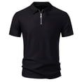 thumbnail image 4 of Kakii Men's Elastic Lightweight Polo Shirt Summer Zipper Pullover Short Sleeve Top, 4 of 9