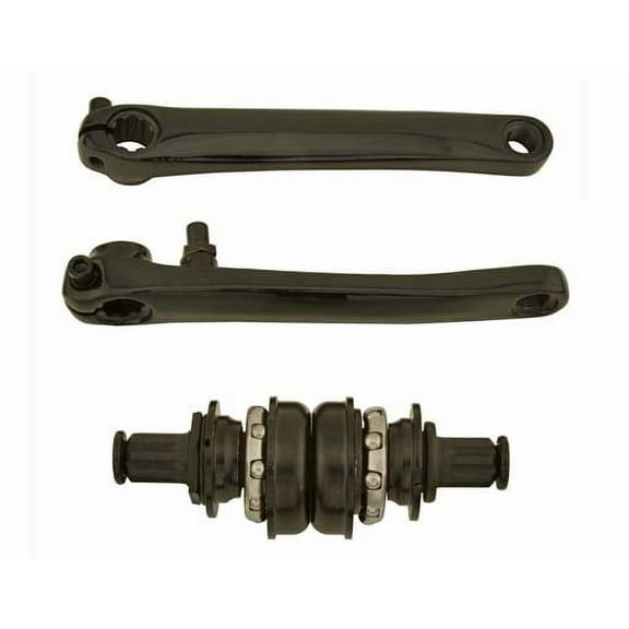 Crank Set Steel 175mm USA/BB 8t Black. for bicycles, bikes, for beach cruiser, mountain bike, track, fixies, fixed gear