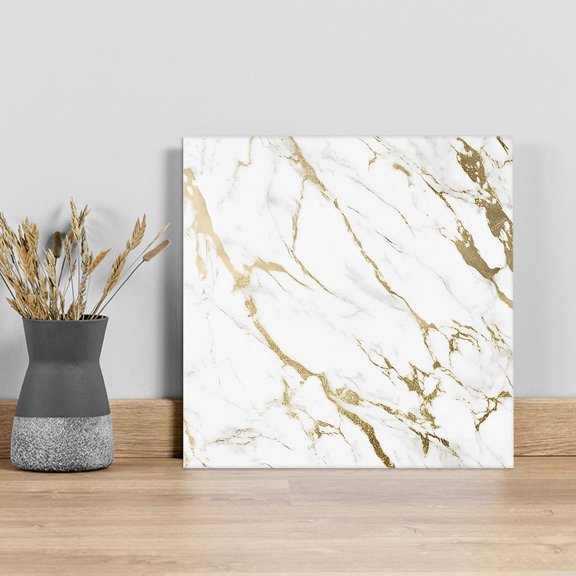 White Gold Abstract Wall Art Painting on Canvas, Modern Marble Geometric Canvas Art Home Prints Wall Art Framed Modern Artwork for Living Room Bedroom Wall Decor 12x12in