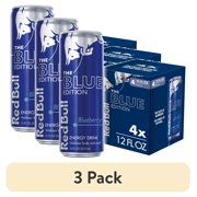 (3 pack) Red Bull Blue Edition Energy Drink, Blueberry, 114mg Caffeine, 12 fl. oz., Pack of 4 Cans