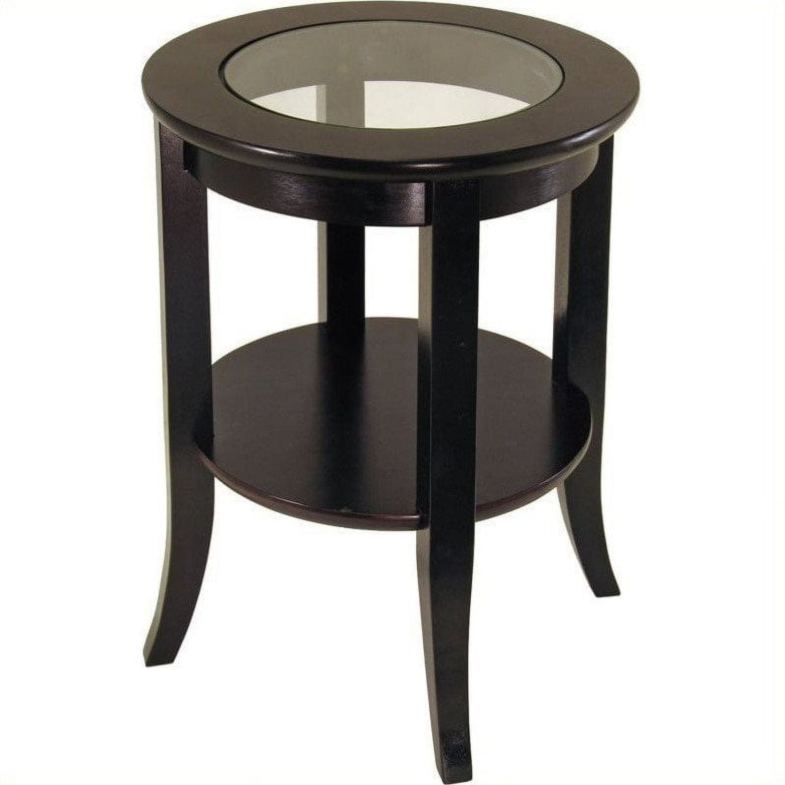 Genoa Contemporary Shelves Glass Wood End Table, Brown (Set of 3)