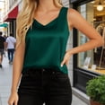 thumbnail image 2 of Lume Wear Women's Silk Satin Tank Tops V Neck Camisole Casual Sleeveless Shirt Blouses Silky Basic Tanks XL&Dark Green, 2 of 4