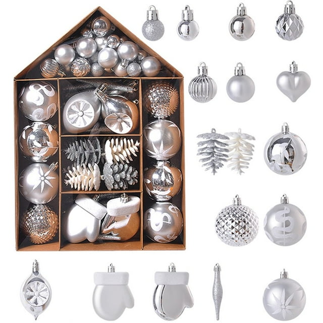 70Pcs Christmas Tree Ornament Set Christmas Ball Ornament Hanging Christmas Tree Baubles Reusable Tree Ornament Christmas Tree Decoration for Holiday Christmas