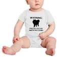 thumbnail image 2 of Warning: Protected by A American Eskimo Dog Funny Baby Rompers Baby Clothes (White,3-6 Months), 2 of 5
