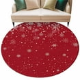 thumbnail image 2 of Red Christmas Snowflake Round Area Rug 5 FT, Non Slip Bedroom Area Rug, Winter Snowflake Xmas Washable Soft Circular Carpet Non-Shedding Floor Mat for Kitchen Dining Room Foyer Balcony Dorm, 2 of 9