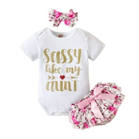 

Qufokar Cute Teen Long Sleeve Tops Baby Blanket Monogrammed Baby Girls Clothes Letter Romper Tops Floral Shorts Short Sleeve Outfits Headband Set