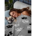 thumbnail image 3 of Pet Paw Printed King Size Flat Sheet, Wrinkleproof & Fadeproof Cooling Flat Bed Sheet Only, Modern Black Grey Watercolor Dog Claws Breathable Soft Bedding Top Sheets 105 x 98 Inches, 3 of 8