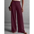 thumbnail image 5 of Women Wide Leg Pants High Waisted Business Casual Work Trousers Dressy Pants with Pockets Dark Maroon XL, 5 of 10