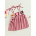 thumbnail image 3 of Wassery Toddler Girls Dress Crochet Embroidery Sleeveless Tie-Up Spaghetti Strap Cami Dress 6M 12M 18M 24M 3T 4T Baby Summer Casual Clothes Princess Dress, 3 of 8