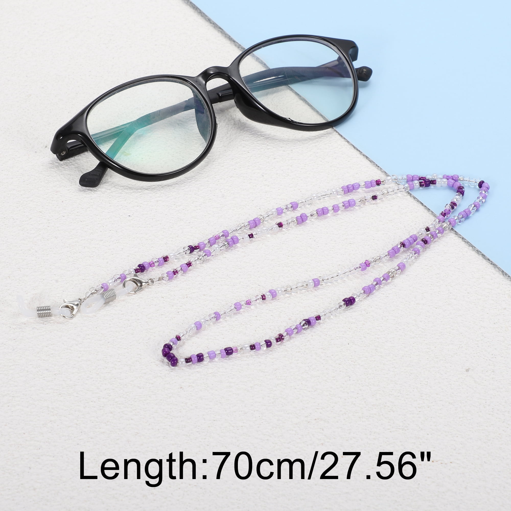 Unique Bargains Beaded Pattern Eyeglass Chain 1 Pc Purple