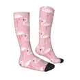 thumbnail image 3 of Fotbe Pink Flamingo print Women's Men's Novelty Crew Socks Cotton Socks Knee High Socks for Walking,Running,Nurses,Pregnancy, 3 of 9