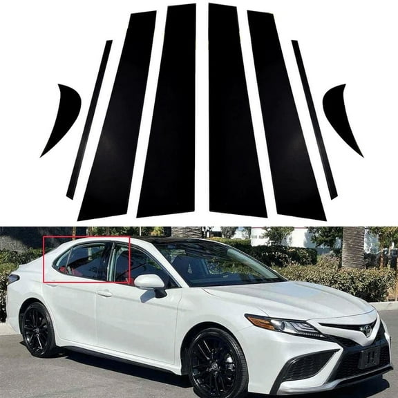 8pcs Glossy Black Pillar Post Window Door Trim Covers For 2018-2022 Toyota Camry