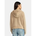 thumbnail image 3 of Time and Tru Women's Velveteen Hoodie Pullover Sweater with Long Sleeves, Sizes XS-XXXL, 3 of 5