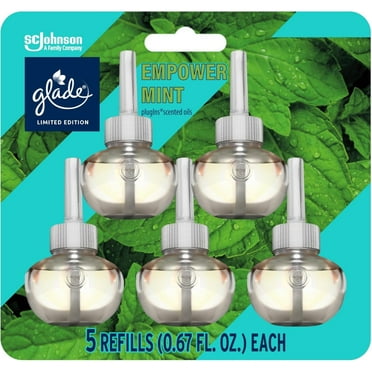 JCLP PlugIns Refills Air Freshener, Scented and Essential Oils for Home and Bathroom, Empower Mint, 3.35 Fl Oz, 5 Count