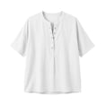 thumbnail image 7 of Oksale Cotton Tshirt Women Casual Snap Button Up Summer Tops Cozy Lightweight Short Sleeve Vacation Clothes White S, 7 of 7