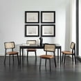 thumbnail image 6 of Art Leon Mid Century Dining Chairs Set of 2, Genuine Leather Rattan Cane Back with Ash Frame, Black, 6 of 7
