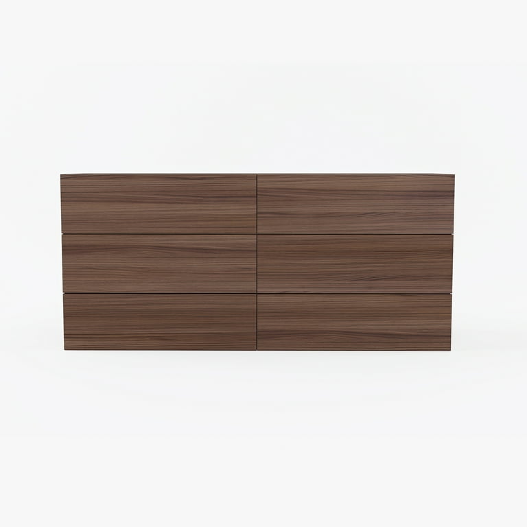 Nexera James Modern 6 Drawer Dresser, Walnut, Scandinavian Design