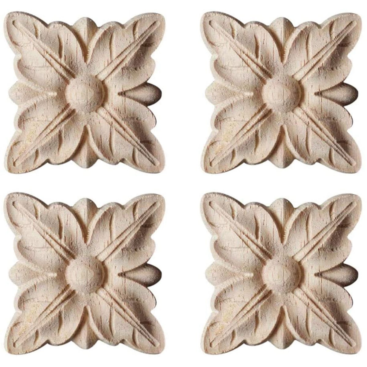 Square Wood Carving Decal Woodcarving Wall Door Onlay Applique Unpainted Decal 