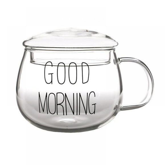 Tea Cups Thickened Glass Cups with Lid, Simple Teacups Great for Family Daily